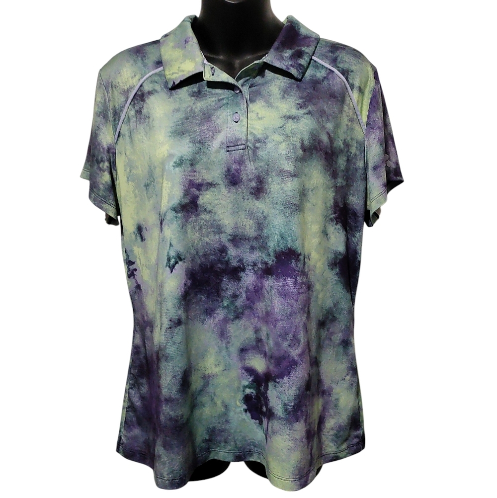 Tek Gear Women's Tie Dye Athletic Golf Polo Top Large